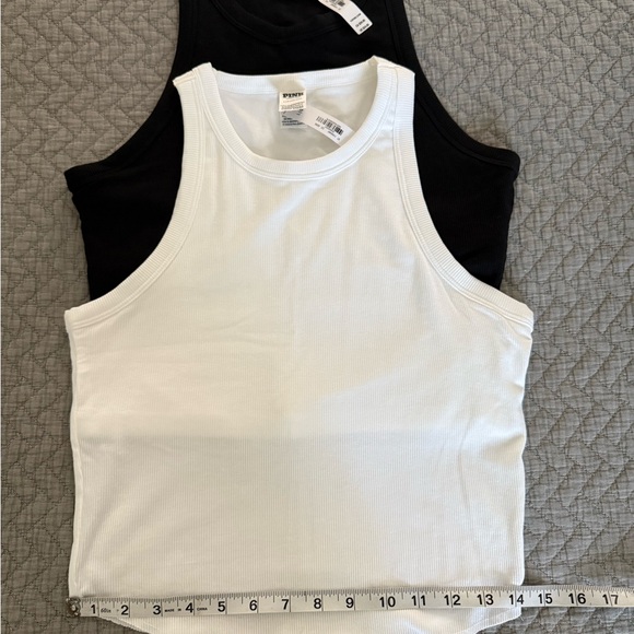 PINK Victoria's Secret Ribbed Tank Tops - White & Black (Set of 2) Lrg - Picture 4 of 6